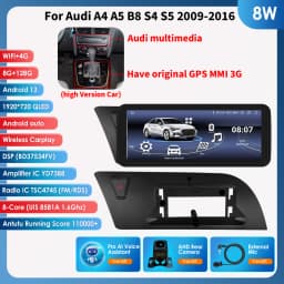 10.25"Android 12 Auto Car radio For Audi A4 A5 B8 S4 S5 2009-2016 Multimedia Video player 4G Carplay GPS navi Stereo QLED Screen