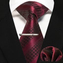 JEMYGINS Business Tie for Men Silk Navy Blue Tie Striped Paisley Necktie Handkerchief Tie Clips Set for Wedding Party Gift