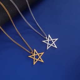 Unift Inverted Pentagram Satanic Necklace for Men  Stainless Steel Long Neck Chain Goth Gothic Occult Wicca Pentacle Jewelry