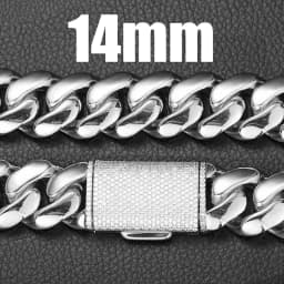 8/10/12/14mm Solid Stainless Steel Cuban Miami Link Chain Necklaces for Men Hip Hop Bling Iced out Rapper Jewelry