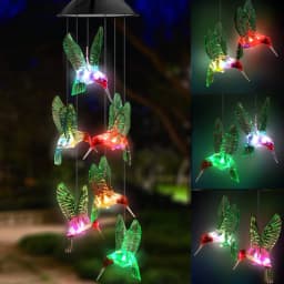 Colorful Wind Chimes LED Solar Lights Hummingbird Butterfly Shape Outdoor Yard Garden Decor Window Porch Home Accessories