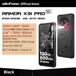 Ulefone Armor X31 Pro 5G Rugged Phone Android 14 Smartphone 6.56”16GB + 256GB 25MP Night Camera 64MP 6050mAh NFC 120Hz IR