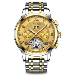 LIGE Automatic Watch for Men Top Original Luxury Skeleton Flywheel Mechanical Wristwatches Classic Calendar Business Man Watch