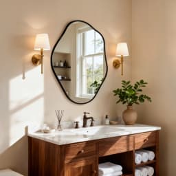 Asymmetrical Black Wall Mirror, Large Irregular Modern Wall Mounted Mirror with Aluminum Alloy Frame, Unique Freeform Decorative Art Mirror for Living Room, Bedroom, Entryway & Hallway