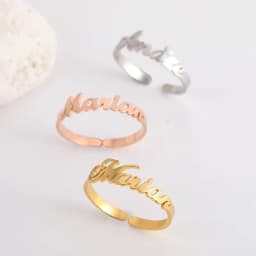 Custom Double First Name Finger Ring For Women Men Personalized Couple Wedding Gift Gold Color Stainless Steel Open Ring Jewelry