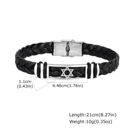 Hexagram Watch Strap Bracelet for Men,Stainless Steel Star of David Wristband,Trendy New Jewelry Gift