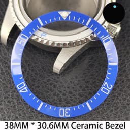 Sloping 38mm * 30.6mm Ceramic/Aluminum Bezel GMT and Diving Watch Insert Fits for 40mm Men's Watch Case Bezel Replacement Insert