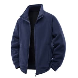 Men's Stand up Collar Fleece Jacket Thick Casual Wear Coat for Autumn Winter Comfortable Warm Stand up Collar Fleece Jacket