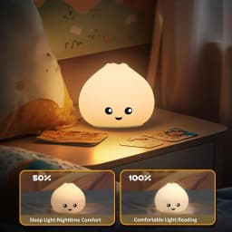 GGbingo Sleeping Light Rechargeable Steamed Bun Night Light Silicone Cute Eye-Protective Lamp Light for Bedroom Ambient Light