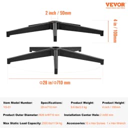 SucceBuy Office Chair Base Replacement 28" 2500lbs Static Universal Computer Desk Chair Stool Desk Chair Base Replacement Black