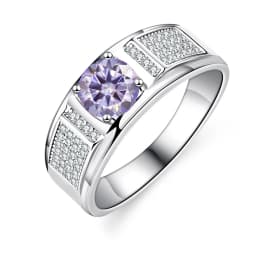 Real 1.0 Carat Moissanite Ring For Men Pure Solid 18K White Gold Rings D Color Diamond Engagement Wedding Ring Jewelry Gift