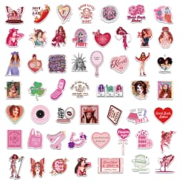 52PCS Chappell Roan Stickers Pink Exquisite Handbooks Material Phone Cases Laptop Suitcases Water Cups Waterproof Stickers