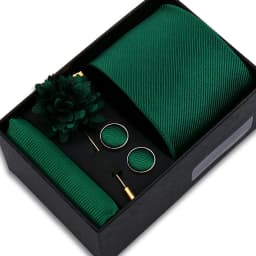 Top Quality Solid Color Ties Hanky Cufflinks Brooch Set Elegant Jacquard Necktie For Men Business Wedding In Gift Box Gravatas