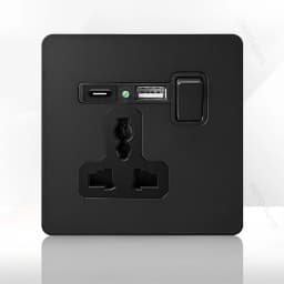 86 Type Retro Switch 1-4 Gang 2 Way Wall Light Brass Lever Toggle Switch Black Matte Stainless Steel Panel EU FR Power Outlet