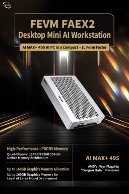 FEVM FAEX2 AI Mini PC Ryzen AI Max+ 495 Radeon 8065S Windows 11 Pro LPDDR5X 8533MHz WiFi 7 OCuLink PCIe 4.0 Gaming Mini PC
