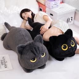50-90cm Kawaii Black Cats Plush Toy Doll Big Cuddly Pillow Cushion Ins Cute Black Cat Plush Toy Doll For Boy Girl Brithday Gifts