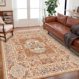 VIKAMA Bohemian Vintage Rug - Stain-Resistant and Easy-Care Floor Mat for Living Rooms and Bedrooms Persian Rug Home Decor