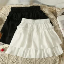 Summer Mini Pleated A-Line Skirt Adorable Flirty High Waist Ruffle Patchwork Lolita Ball Gown Y2K Korean Sweet Women's Clothing
