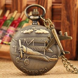 Retro B-29 Aircraft Quartz Pocket Watch Steampunk Retro Army Military Necklace Chain Watch Pendant Antique Gifts for Soldiers