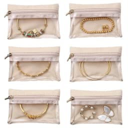6pcs Mini Zipper Velvet Pouch Set with Plastic Visibility Transparent Window Portable Jewelry Organizers Travel Storage Bags