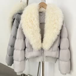 OFTBUY Winter Quality Detachable Real Lamb Fur Collar Coat Women Duck Down Jacket Female Short Puffer Coat Insulated Outerwear