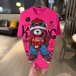 Handsome Bear Hot Diamonds Round Neck Pullover Top Autumn Winter Long Sleeve Sweatshirt All-match Male Cotton Hoodie T-shirt