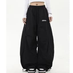 Chic Matching Loose Women's Wide Leg Pants Elastic Waist Drawstring Patchwork Straight Leg Pant Casual Streetwear New Sportswear