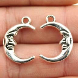 10pcs Moon Charms For Jewelry Making Antique Bronze Silver Color Pendants Making DIY Handmade Tibetan Finding Jewelry