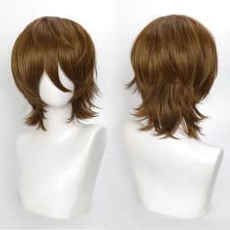 35cm Short Black Spiky Cosplay Wig Pre-Teased Crown Heat Resistant Synthetic Wig Layered Flipped-out Universal Anime Wig