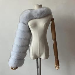 BEIZIRU Women's Real Fur Coat Silver Fox Red Fox Two Sleeve 60CM Length Naked Fashion