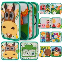 Montessori Busy Board Toddler Felt Quiet Soft Book Fine Motor Skills Educational Travel Toy for Preschool Learning Activities