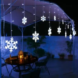 Solar Snowflake LED Lights Outdoor Waterproof IP54 Rating 8 Modes Flashing Wave Steady Light Warm White Colorful Holiday Decor