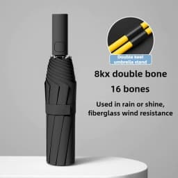 UPF50+ 16-Rib Auto Folding Umbrella - Windproof Large UV Protection Sun & Rain Parasol, Lightweight Travel Design for Women/Men