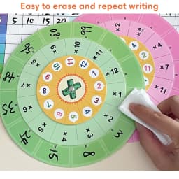 Montessori 1-12 Multiplication Table Cards, Multiplication Turntable Training Game, Self-check Math Facts Learning Aids for Kids