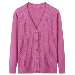 UHYTGF Elegant Mother Spring Autumn Sweater Jacket Single-Breasted Knitted Cardigan For Women Fashion V-Neck Loose Size Coat1447