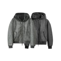 2026 New American Retro Reversible Hooded Jacket for Men Winter Thick Warm Men's Zipper Hoodie Sweatshirt Y2k Streetwear Coat