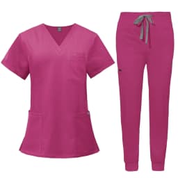 Short Sleeve V-neck Tops+jogger Pants Set Scrubs Uniform Suit Nursing Uniform Women Multicolor Pet Doctor Scrub Medical Workwear