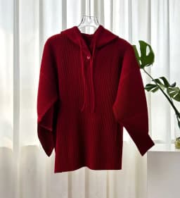 Miyake Women Pleated Hooded Top Drawstring Long Sleeve Loose Solid Color Vertical Pleat Blouse