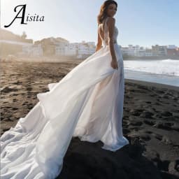 Wedding Dresses Princess Sleeveless customized V Neck Lace Appliques A Line Backless Bridal Gowns Court Train Cвадебное платье