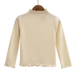 Autumn-Winter Girls Long Sleeve Solid Color T-Shirt with Ruffle Collar Girls Fashionable Comfortable Everyday Wear T-Shirt