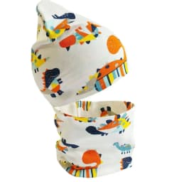 New Winter Children Scarf Hat Sets Cartoon Dinosaur Baby Head Cover Spring Warm Neck Collar Kids Beanies Set Cotton Children Hat