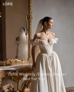 LORIE Vintage Ivory Wedding Dresses Pleats Off The Shoulder Bride Prom Gown Draped A-Line Bridal Gowns Customized