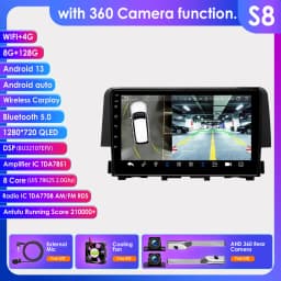 Hizpo Android 13 Stereo For Honda Civic 10th 2016 2017 2018 2019 2020 Car Radio Multimedia Video Player GPS Carplay Head Unit BT