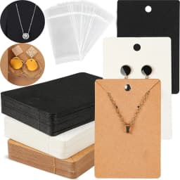 20sets Paper Necklace Cards Holders Earring Display With Self Adhesive Bags Necklace Packing For Diy Findings Jewelry Packaging