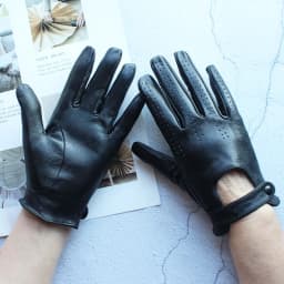 Women's Summer Full Finger Leather Gloves Breathable Single-Layer Sheepskin Fashionable Short Motorcycle Riding Gloves
