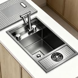 Cup Washer Hidden Bar Sinks With Lid MultifunctionalStainless Steel Kitchen Sink Single Slot Undermount Bowl