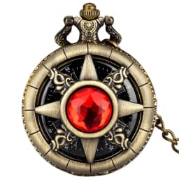 Hollow Sun Rhinestone Decorated Chic Bronze Quartz Pocket Watch Men Women Black Starry Roman Numerals Fob Chain Pendant Clock