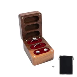 3 Slots Walnut Wood Triple Flip Ring Box,Custom Engagement Wooden Wedding Ring Boxesx Anniversary,Proposal Rings Holder Bearer
