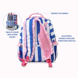 Gingham Ruffle Girls Backpack With Pencil Holder Sleeves Multi-pocket Large Capacity For Teens Back To School Travel Daypack