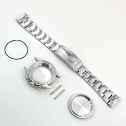 39mm VK63 Case Silver Watch Case Stainless Steel Watch Strap Fit VK63 Quartz Movement Watch Accessories Fits 20mm Strap